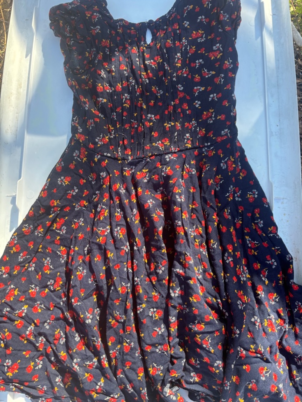 Polo by Ralph Lauren Girls Black Floral Sundress with Red & Yellow Flowers